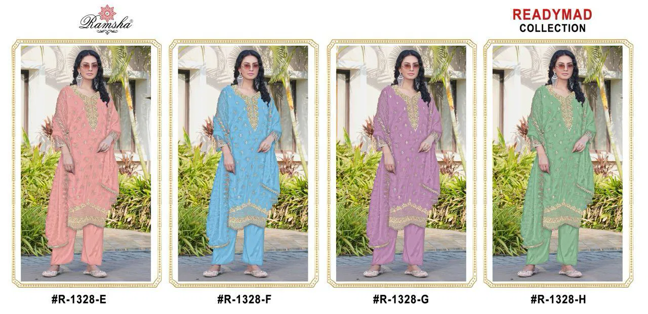 R 1328 Nx By Ramsha Fandy Pakistani Readymade Suits Wholesalers In India